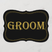 ブラック&金ゴールド1920年のギャツビー結婚の新郎サイン 招待状 (正面)