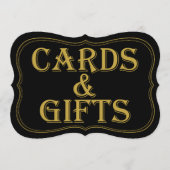 ブラック&金ゴールド1920年代のギャツビーのウェディングカードサイン (正面)