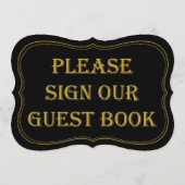 ブラック&金ゴールド1920年代のギャツビー結婚のゲストブックサイン (裏面)