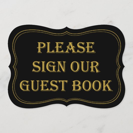 ブラック&金ゴールド1920年代のギャツビー結婚のゲストブックサイン (裏面)
