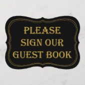 ブラック&金ゴールド1920年代のギャツビー結婚のゲストブックサイン (正面)