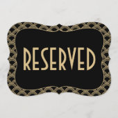 ブラック&金ゴールド1920年代のギャツビー結婚の予約看板 招待状 (正面)