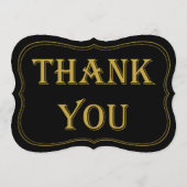 ブラック&金ゴールド1920年代のギャツビー結婚の感謝サイン サンキューカード (裏面)