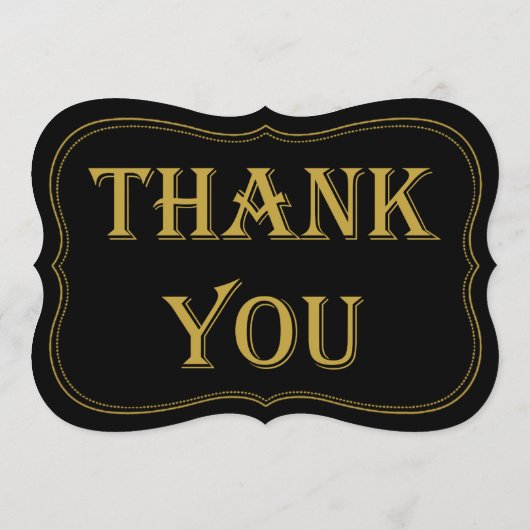 ブラック&金ゴールド1920年代のギャツビー結婚の感謝サイン サンキューカード (裏面)