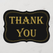 ブラック&金ゴールド1920年代のギャツビー結婚の感謝サイン サンキューカード (正面)