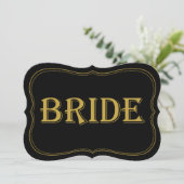 ブラック&金ゴールド1920年代のギャツビー結婚の花嫁サイン 招待状 (スタンド正面)