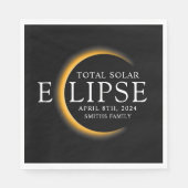 ブラック&金ゴールド2024テキサス州トータル太陽のEclipseファミリー スタンダードランチョンナプキン (正面)