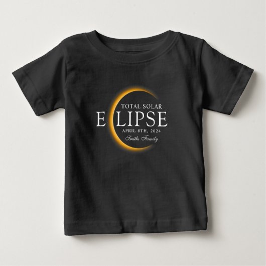 ブラック&金ゴールド2024テキサス州トータル太陽のEclipseファミリー ベビーTシャツ (正面)