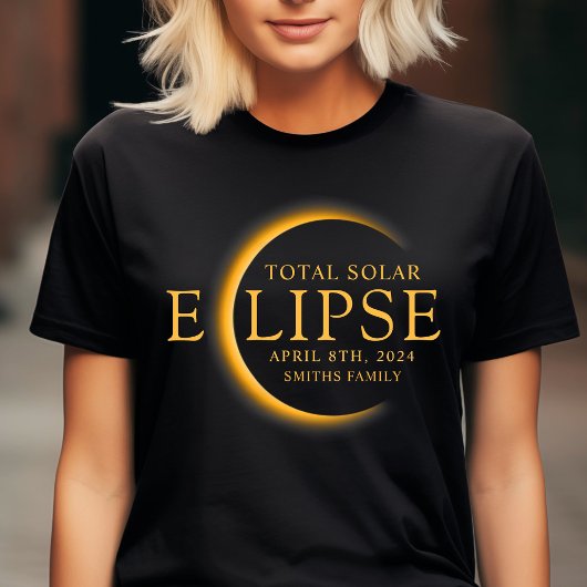 ブラック&金ゴールド2024テキサス州トータル太陽のEclipseファミリー Tシャツ
