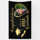 ブラック&金ゴールド2025年写真卒業のクラス 横断幕 (縦)