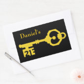 ブラック&金ゴールド21th誕生日パーティー鍵オーバルステッカー 長方形シール (封筒)