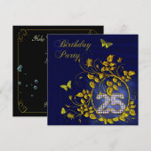 ブラック&金ゴールド25th Birthdayパーティー 招待状 (正面/裏面)