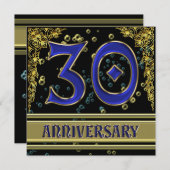 ブラック&金ゴールド30周年記念パーティー 招待状 (正面/裏面)