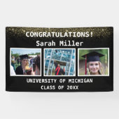 ブラック&金ゴールド3 2025年写真卒業クラス 横断幕 (横)