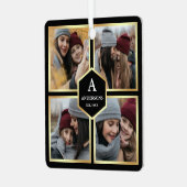 ブラック&金ゴールド4写真家族写真コラージュ メタルオーナメント (正面左)