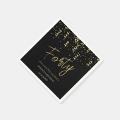 ブラック&金ゴールド40ミニマル歳の誕生日パーティー スタンダードカクテルナプキン (角)
