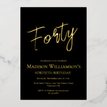 ブラック&金ゴールド40ミニマル歳の誕生日パーティー