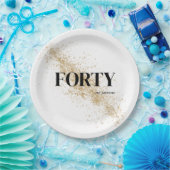 ブラック&金ゴールド40歳の誕生日 ペーパープレート (パーティー)