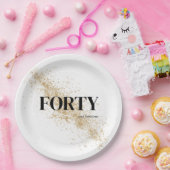 ブラック&金ゴールド40歳の誕生日 ペーパープレート (パーティー)