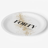 ブラック&金ゴールド40歳の誕生日 ペーパープレート (アングル)