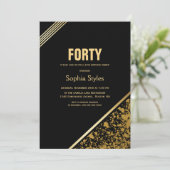 ブラック&金ゴールド40thバースデーディナーパーティー 招待状 (スタンド正面)