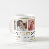 ブラック&金ゴールド5フォトコラージュおばあちゃんの母の日 コーヒーマグカップ (正面左)