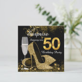 ブラック&金ゴールド50バースデーパーティーへ 招待状 (スタンド正面)