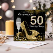 ブラック&金ゴールド50バースデーパーティーへ 招待状