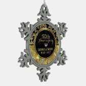 ブラック&金ゴールド50周年結婚オーナメント2a スノーフレークピューターオーナメント (左)