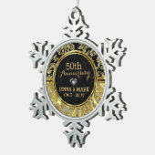 ブラック&金ゴールド50周年結婚オーナメント2a スノーフレークピューターオーナメント (右)