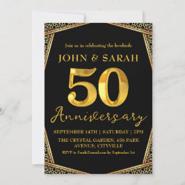 ブラック&金ゴールド50周年記念パーティの招待状 招待状
