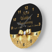 ブラック&金ゴールド50周年記念プレゼントアイディア ラージ壁時計 (傾斜)