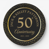 ブラック&金ゴールド50周年記念紙プレート ペーパープレート (正面)