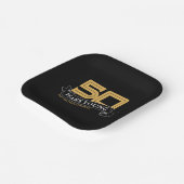 ブラック&金ゴールド50年ヤング・バナー50誕生日 ペーパープレート (傾斜あり)