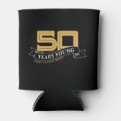 ブラック&金ゴールド50年ヤング・バナー50誕生日 缶クーラー (正面)
