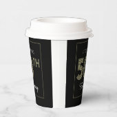 ブラック&金ゴールド50番目の誕生日レトロストライププリント 紙コップ (右)