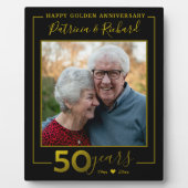 ブラック&金ゴールド50結婚周年記念写真 フォトプラーク (正面)