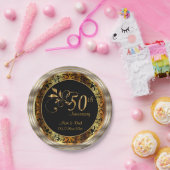 ブラック&金ゴールド50結婚周年 ペーパープレート (パーティー)