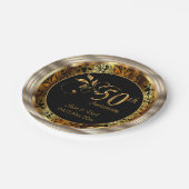 ブラック&金ゴールド50結婚周年 ペーパープレート (アングル)