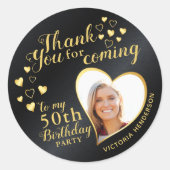 ブラック&金ゴールド50誕生日お願い ラウンドシール (正面)