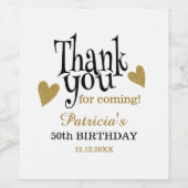 ブラック&金ゴールド50誕生日お願い ワインラベル (シングルラベル)