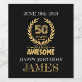 ブラック&金ゴールド50誕生日ワインラベル ワインラベル (シングルラベル)