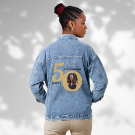 ブラック&金ゴールド50 50年50誕生日 デニムジャケット