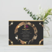 ブラック&金ゴールド50thバースデーパーティークラシック 招待状 (スタンド正面)