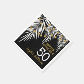ブラック&金ゴールド50thバースデーパーティー スタンダードカクテルナプキン (角)