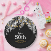 ブラック&金ゴールド50thバースデーパーティー ペーパープレート (パーティー)