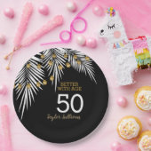 ブラック&金ゴールド50thバースデーパーティー ペーパープレート (パーティー)