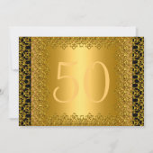 ブラック&金ゴールド50thバースデーパーティー 招待状 (裏面)
