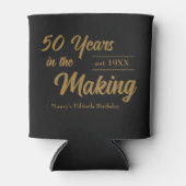 ブラック&金ゴールド50thバースデーパーティー 缶クーラー (正面)