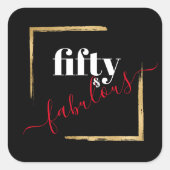 ブラック&金ゴールド50th 50と素晴らしい誕生日 スクエアシール (正面)